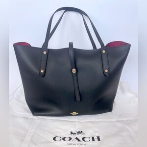 Large Black Leather Coach Tote